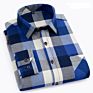 Long Sleeve Check Flannel Shirt Polyester Men with Printing