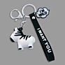 Lovely Cartoon Zebra Key Chain Colorful Soft Resin Cute Animals Keychains for Women Girls Car Key Ring Bag Pendant Jewelry Gift