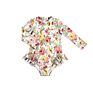 Lovely Ruffle Legs Baby Infants Toddlers Floral Swimsuits Zipper up Kids Swimwear for Girls Long Sleeve Little Girl Swim Suites