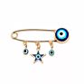 Lucky Eye Blue Turkish Evil Eye Brooch Pin for Women Men Dropping Oil Flower Crown Star Hamsa Hand Charm Jewelry