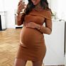 Md2006 Spring Long Sleeve Off-Shoulder Ribbed Maternity Dresses Pregnant Clothes Women Maternity Clothing Dress