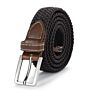 Men Women Casual Knitted Pin Buckle Belt Woven Canvas Elastic Expandable Braided Stretch Belts Plain Strap