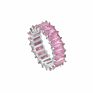 Micci Tarnish Free Waterproof Luxury Women Jewelry Cz Rainbow Diamond 18K Gold Plated Stainless Steel Baguette Ring