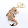 Muyang Style Multiple Diamond Dolphin Shape Keychain Colorful Alloy Kids Keychain Rose Gold Keyring for Gift