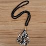 Necklace Jewelry Women Crystal Bead with Cloth Leopard Cow Print Tassels Crystal Beads Necklace