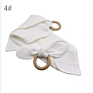 Newborn Gift Set Baby Muslin Cotton Blanket Teething Blanket Baby Bib Bunny Ear Wooden Teether