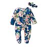 Newborn Infant Toddler Clothing Girls Long Sleeve Floral Ruffle Footie Sleeper Romper Baby Footed Pajamas
