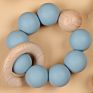 Custom Non-Toxic Wooden Teething Toy Silicone Beads Baby Teether