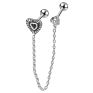 Nuoro Hip Hop Cross Heart Star Chain Cartilage Double Stud Earrings for Women Man Stainless Steel Ear Helix Piercing Jewelry