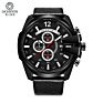 Ochstin 062 Men Casual Quartz Big Face Watch Black Leather Strap Auto Date Male Watches