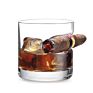 Old Fashioned Twisted Cigar Whiskey Glasses with Side Mounted Cigar Rest
