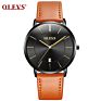 Olevs 5869 L Luxury Olevs Quartz Genuine Leather Strap Minimalist Ultrathin Wrist Watches Waterproof