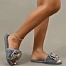 Oversized Bows Decorated Women's Flat Plush Sandals and Slippers