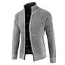 Plain Colors Stylish Bomber Jacket Standing Collar Long Sleeves Cardigan with Zipper Knit Men Sweater