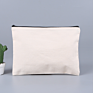 Printed Rose Gold Cosmetic Bag Cotton Canvas Zipper Pouch Plain Zipper White Small Makeup Bag