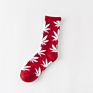 Professional Colorful Tube Sports Socks Bamboo Maple Leaf Socks Design Hemp Weed Leaf Socks