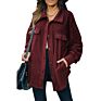 Fleece button medium length cardigan loose jacket