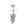 Punk Double Head round Stainless Steel Belly Ring Multi Colors Geometric No Pierced Iced Out Cubic Zirconia Cz Belly Navel Ring