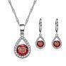 Qetesh Girl Jewelry Sets Cubic Zirconia Solitaire Tear Drop Necklace & Earring Set for Woman Bridesmaids Gift Present