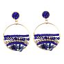 Rainbow Glass Seed Beads Raw Druzy Natural Stone Drop Earrings