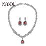 Rakol Sp057 Luxury Teardrop Water Shape Zircon Horse Eye Cz Necklace Earrings Jewelry Set