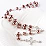 Rosary Bead Necklace Crystal Cross Pendant Necklace Catholic Religious