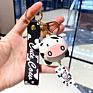 Rubber 3D Soft Pvc Keychain Dairy Cattle Plastic Key Chains Zodiac Cattle Cow Rubber Wristbands Key Chain