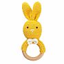 Safety Bpa Free Silicone Baby Wooden Rabbit Crochet Bunny Rattles