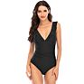 Sales Women's V Neck One Piece Swimsuit Ruffled Lace up Monokini