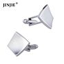 Silver Brushed Oval Shaped Stock Metal Cuff Links for Men