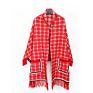 Soft Material Warm Knit Jacquard Fringed Ponchos Shrugs for Women