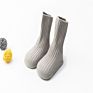 Solid color turn cuff baby booties socks with anti slip