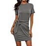Spring and Women's Skirt Knotted Short-Sleeved Dress