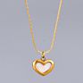 Stainless Steel 18K Gold Jewelry Woman Shell Fresh Water Pearl Bracelet Set Heart Adjustable Pendant Chain Necklace for Girls