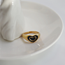 Stainless Steel Double Heart Enamel Rings 18K Gold Plated Love Colorful Double Color Rings for Women Christmas Jewelry
