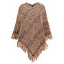 Striped Light Casual Women Shawl Cloak Jacquard Knitting Sweater Tassel Crew Neck Sweater