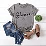 Style American Women's Loose-Fitting Blessed Heart-Shaped Cotton Collar Short-Sleeved T-Shirt for Women