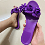Stylish Girls Light Weight Shoes Colorful Flower Decoration Ladies Flat Slides Slippers