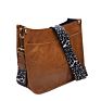 Stylish Vegan Leather Shoulder Messenger Bag Monogram Guitar Strap Purse Crossbody Bag with Long Leopard Strap