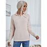 Sugar Design Casual Fall Sweaters Women Ruffle Neck Knit Fitness Sweater