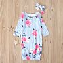 Two Pice Set Long Sleeves Rose Toddler Baby Stroller Sleeping Sack Bags Headband Stripe Floral Kids Infant Gown Jumpsuit