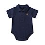 Unisex Polo Collar Solid Color Triangle Rompers Short-Sleeved Attire