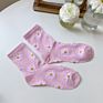 Vk606-Spring Daisy Socks Translucent Flower Stockings Ladies Tube Socks