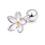 Vriua Titanium Steel Silver Floral Crystal Daisy Cartilage Piercing Ear Lobe Daith Lip Piercing Rings Facial Piercings