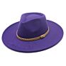 Wide Brim Fall Color Wool Felt Fedora Hats Cotton Polyester Dark Color Solid Plain Jazz Hat 9Cm 9.5Cm Brim