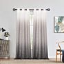 Window Sheer Polyester Linen Look Curtain Panel Linen Gradient Print Fabric for Living Room Bedroom
