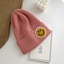 Women 15 Colors Stock Knit Beanies with Logo Smiley Face Beanie