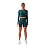 Women Athletic Wear High Stretch Fitness Yoga Wear Workout Two Piece Sports Seamless Long Sleeve Crop Top and Bike Shorts Sets