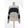 Women Color Block French Terry Polyester Crewneck Fall Clothing Sweater Shirt Pullover Sweatshirt for Women