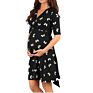 Women High-Low Surplice Wrap with Waist Belt Maternity Dress Adjustable V Neck Nursing Dress Breastfeeding Pregnant Clothes